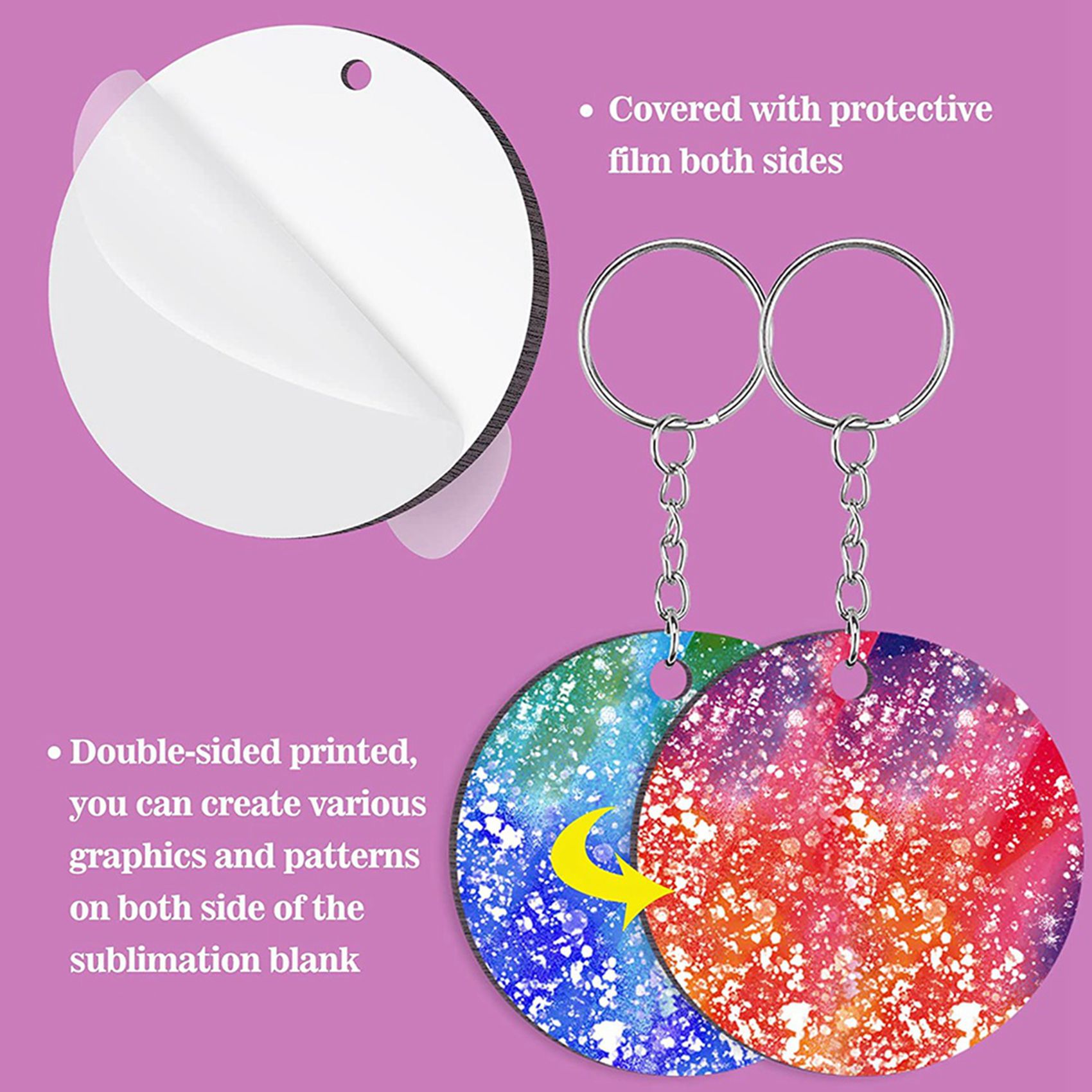 Wood Ring Blank - 480 Pieces Sublimation Blanks Keychain Set