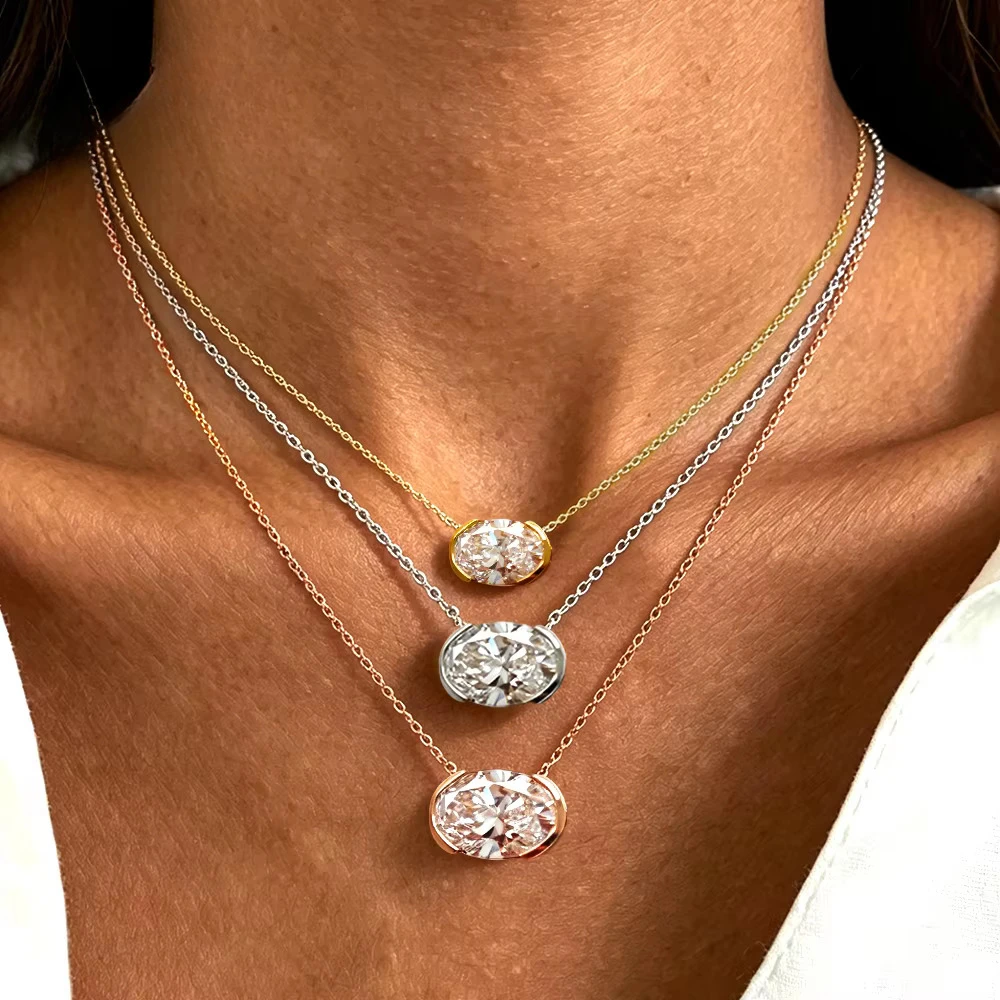 FCGJHW 1-3CT Half Bezel Set Ov - огляд і ціна Bezels Set Pendant